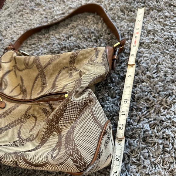 Lauren Ralph Lauren Women’s Brown Leather Trim Equestrian Tote Bag - Picture 12 of 16
